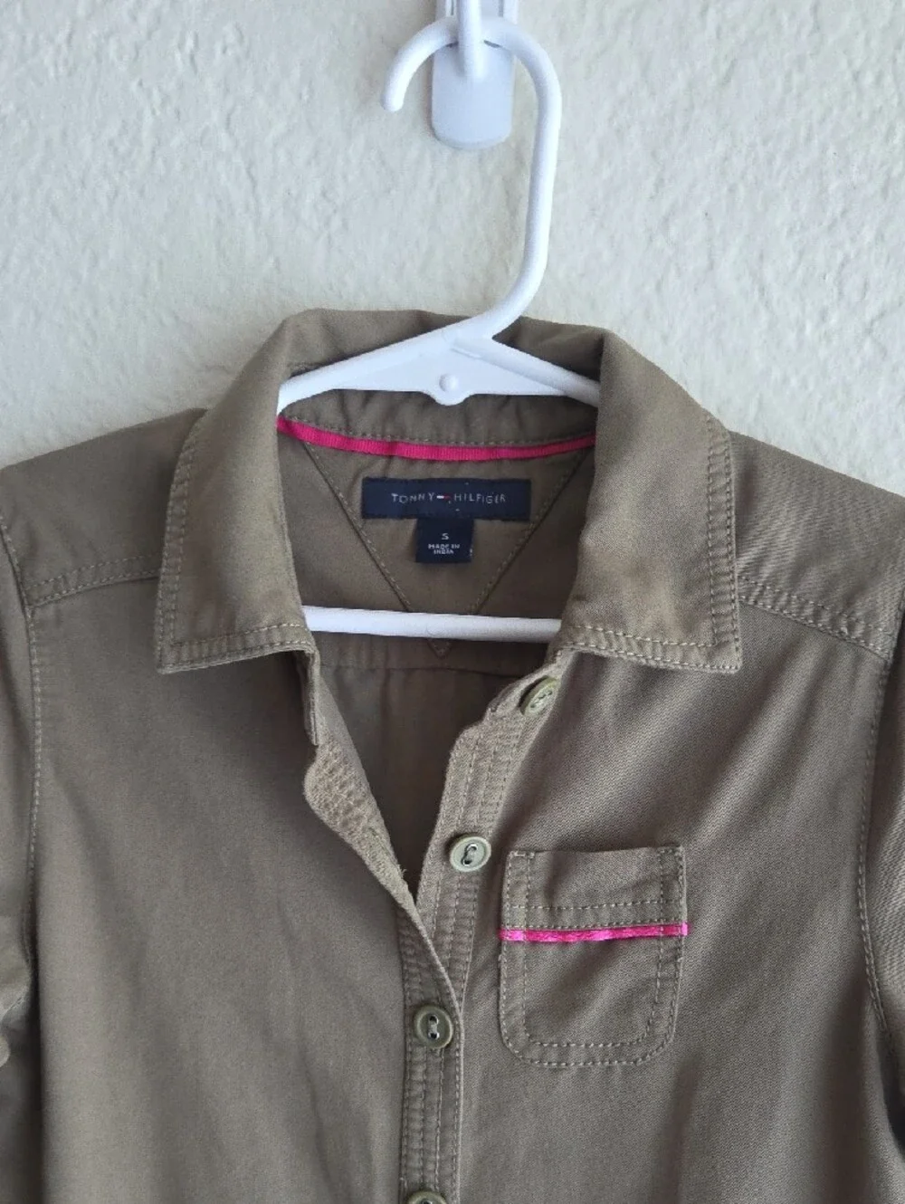 Tommy Hilfiger Olive Green Long-Sleeve Kids Romper